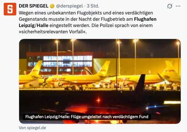 Drone with Explosive Device Discovered at Leipzig/Halle Airport